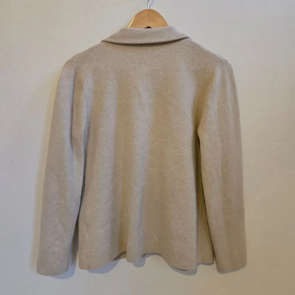 J.Crew School Boy Cotton Knit Blazer M Beige Academia Preppy Coastal Business - Picture 3 of 9